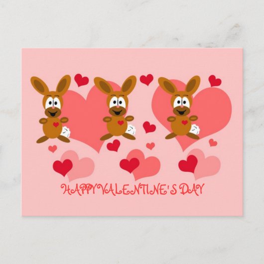 Valentinstag Bunnies Postkarte (Vorderseite)