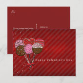 Valentinstag-Cake-Pops-Ankündigung oder Party Postkarte (Vorne/Hinten)