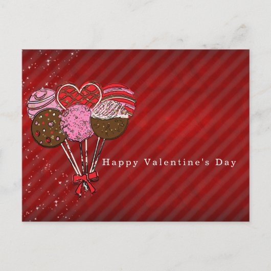 Valentinstag-Cake-Pops-Ankündigung oder Party Postkarte (Vorderseite)