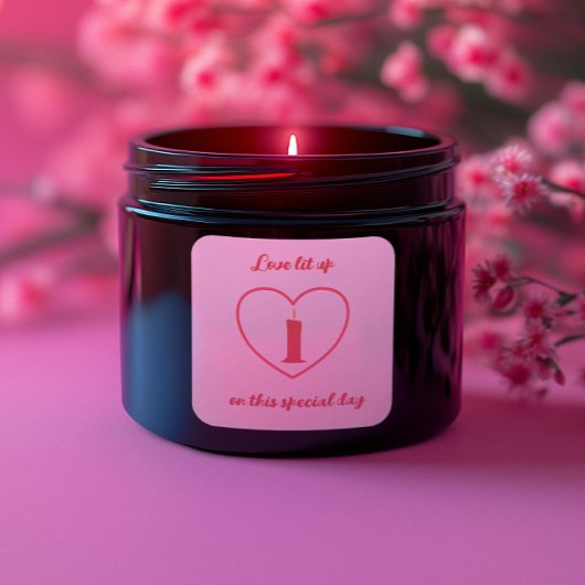 Valentinstag Candle Quadratischer Aufkleber
