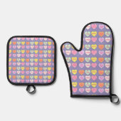 Valentinstag Candy Conversation Hört Ofenhandschuh & Topflappen-Set (Vorderseite)