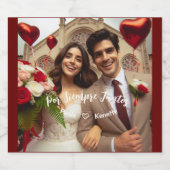 Valentinstag Candy Hearts Custom Foto Spanisch Bierflaschenetikett (Einzelnes Label)