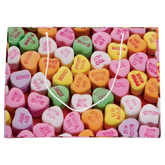 Valentinstag Candy Hearts Geschenktasche Große Geschenktüte (Vorderseite)