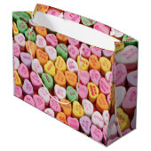 Valentinstag Candy Hearts Geschenktasche Große Geschenktüte (Rückseite Schrägansicht)