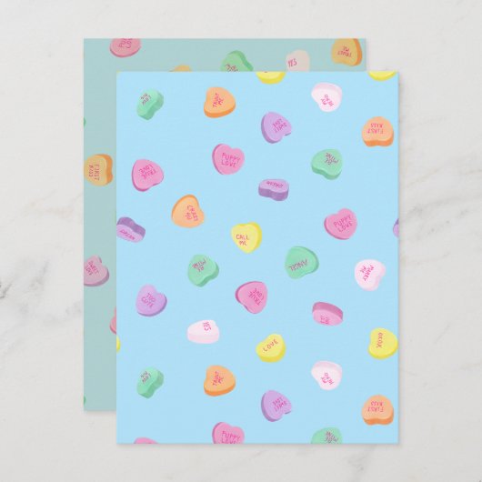 Valentinstag Candy Hearts Pattern Ankündigungspostkarte (Vorne/Hinten)