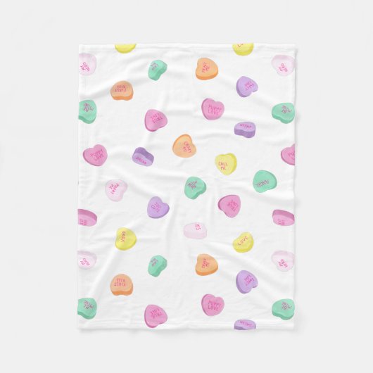 Valentinstag Candy Hearts Pattern Fleecedecke (Vorderseite)