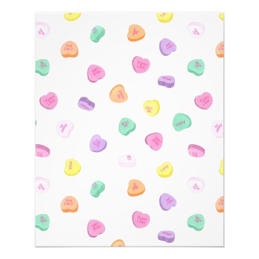 Valentinstag Candy Hearts Pattern Fotodruck (Vorne)