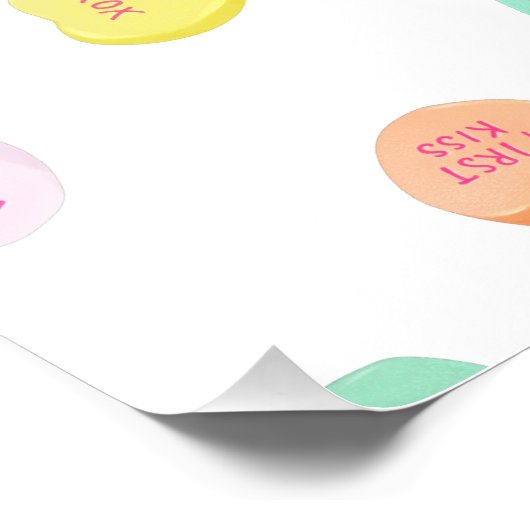 Valentinstag Candy Hearts Pattern Fotodruck (Ecke)