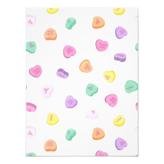 Valentinstag Candy Hearts Pattern Fotodruck (Vorne)