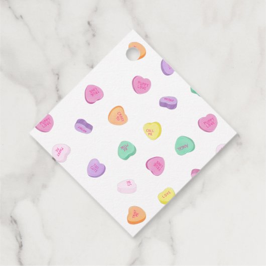Valentinstag Candy Hearts Pattern Geschenkanhänger (Rückseite)