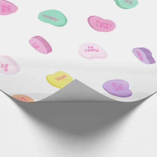 Valentinstag Candy Hearts Pattern Geschenkpapier (Ecke)