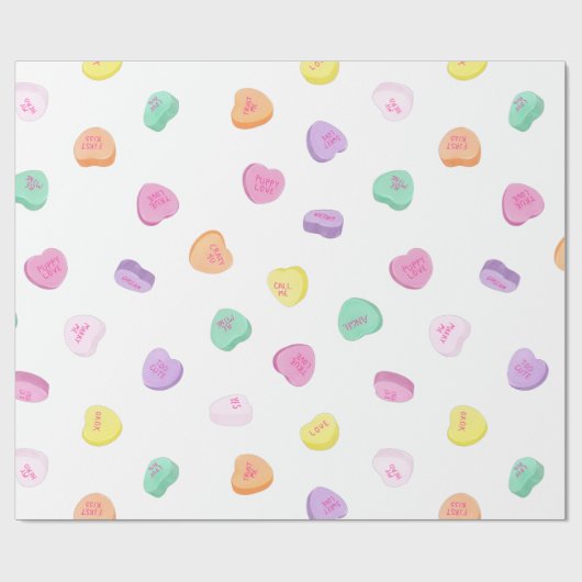 Valentinstag Candy Hearts Pattern Geschenkpapier (Flach)