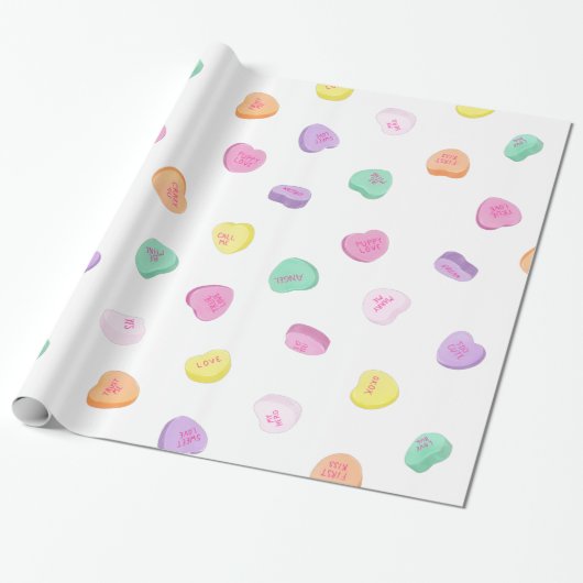 Valentinstag Candy Hearts Pattern Geschenkpapier (Ungerollt)