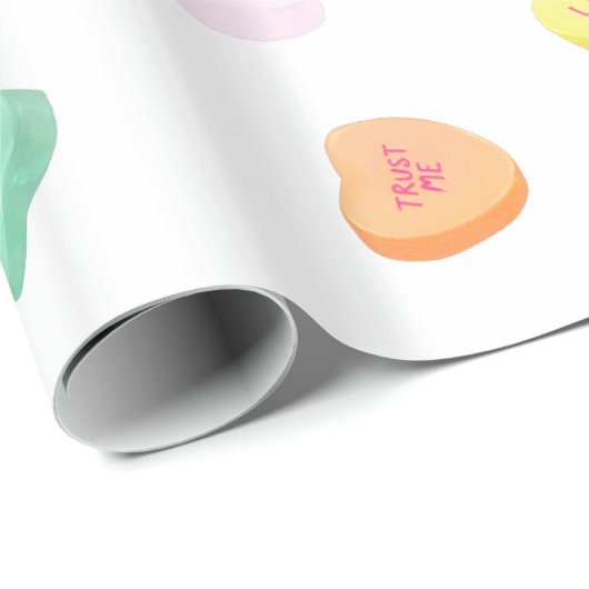 Valentinstag Candy Hearts Pattern Geschenkpapier (Rolleneckpunkt)
