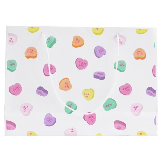 Valentinstag Candy Hearts Pattern Große Geschenktüte (Rückseite)