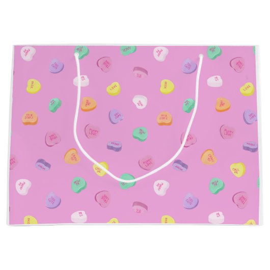 Valentinstag Candy Hearts Pattern Große Geschenktüte (Vorderseite)