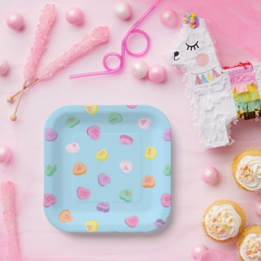 Valentinstag Candy Hearts Pattern Pappteller (Party)