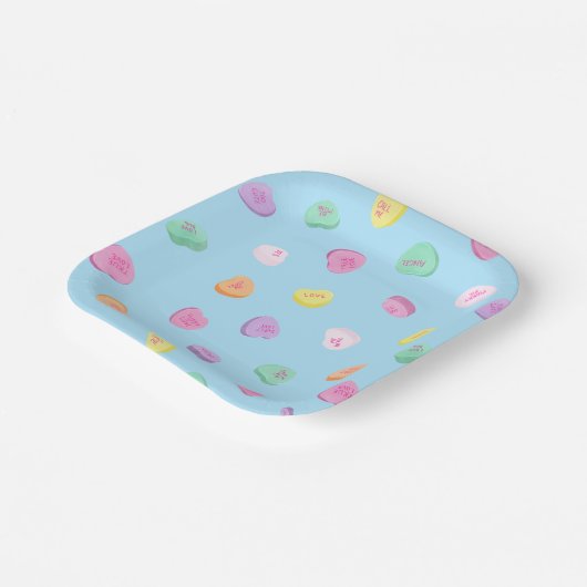 Valentinstag Candy Hearts Pattern Pappteller (Gewinkelt)