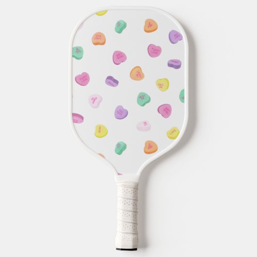 Valentinstag Candy Hearts Pattern Pickleball Schläger (Rückseite)