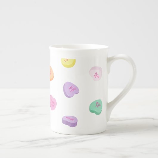 Valentinstag Candy Hearts Pattern Porzellantasse (Rechts)