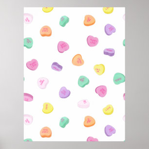 Valentinstag Candy Hearts Pattern Poster