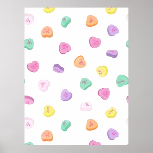 Valentinstag Candy Hearts Pattern Poster (Vorne)