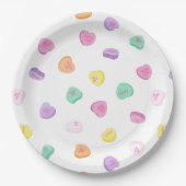 Valentinstag Candy Hearts Pattern Rundkissen Pappteller (Vorderseite)