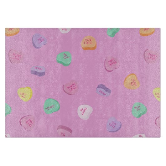 Valentinstag Candy Hearts Pattern Schneidebrett (Vorderseite)