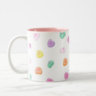 Valentinstag Candy Hearts Pattern Zweifarbige Tasse