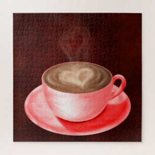 Valentinstag-Cappuccino-Kunst Herz Puzzle
