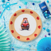 Valentinstag Capybara, 7" Rundpapierplatte Pappteller (Party)