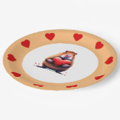 Valentinstag Capybara, 7" Rundpapierplatte Pappteller (Schrägansicht)