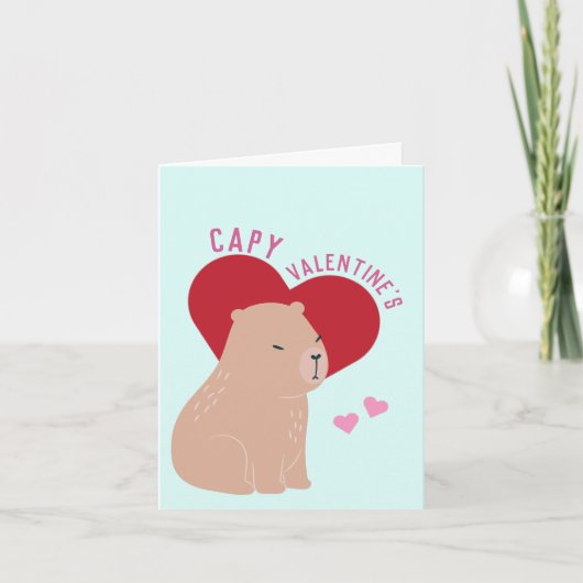Valentinstag Capybara Valentinenkarte Karte (Vorderseite)