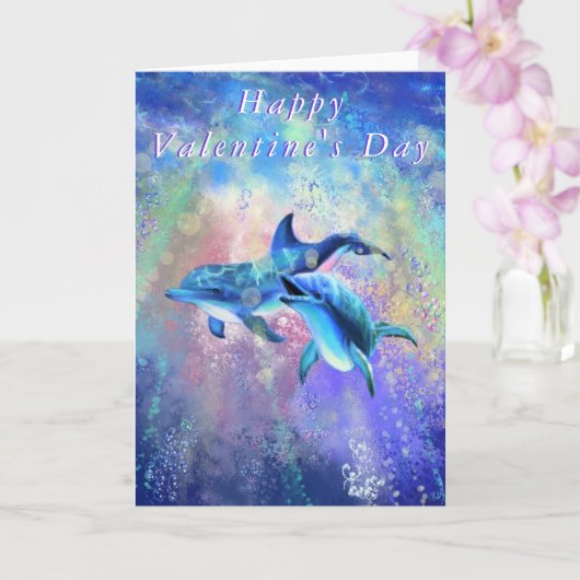 Valentinstag Card Dolphin Couple Liebe Karte (Orchidee)
