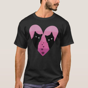 Valentinstag Cat Couple Heart Retro Girlfriend C T-Shirt