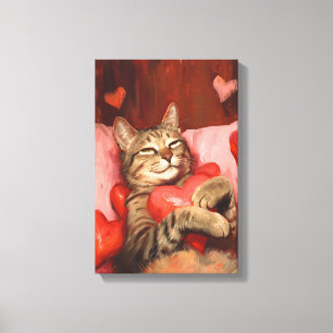 Valentinstag Cat Leinwanddruck
