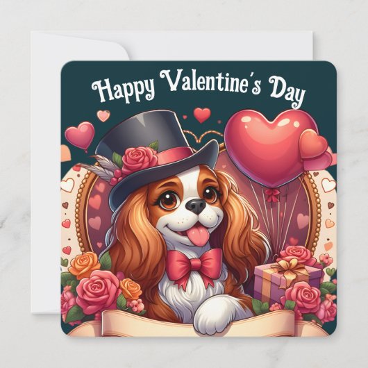 Valentinstag - Cavalier King Charles 2 - Karte (Vorderseite)