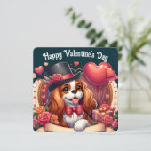 Valentinstag - Cavalier King Charles 2 - Karte (Stehend Vorderseite)