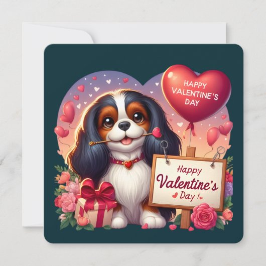 Valentinstag - Cavalier King Charles 5 - Karte (Vorderseite)