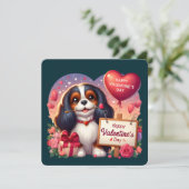 Valentinstag - Cavalier King Charles 5 - Karte (Stehend Vorderseite)