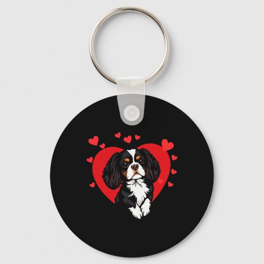 Valentinstag Cavalier King Charles Spaniel  Schlüsselanhänger (Vorderseite)