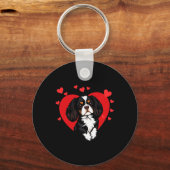 Valentinstag Cavalier King Charles Spaniel  Schlüsselanhänger (Vorderseite)