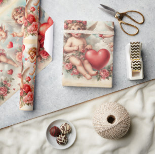 Valentinstag-Cherub-Muster-Wrap-Papier Geschenkpapier