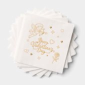 Valentinstag Cherub & Romantisches Doodle-Design Servietten Mit Folie (Insitu (Gestapelt))