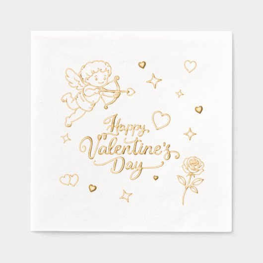 Valentinstag Cherub & Romantisches Doodle-Design Servietten Mit Folie (Vorderseite)