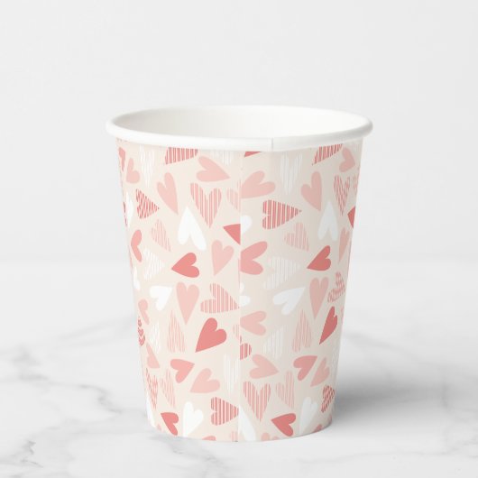 Valentinstag Chic Pink Hearts Party Pappbecher (Rechts)