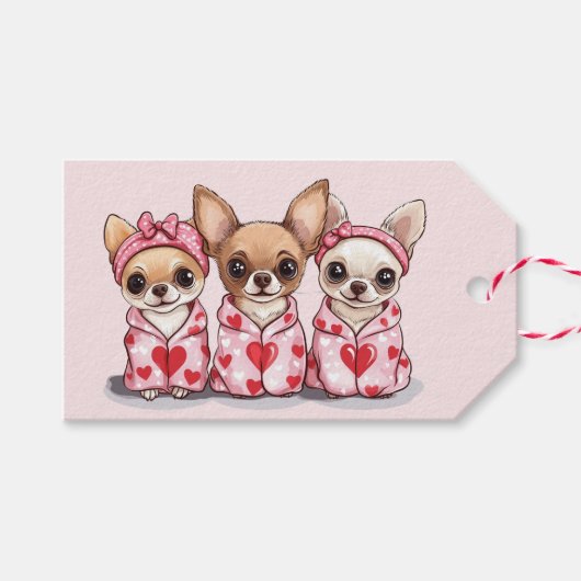 Valentinstag Chihuahua Dogs Geschenkanhänger (Vorderseite (Horizontal))