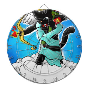 Valentinstag Coal Black Cupid Cat+BGC Dartscheibe