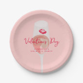 Valentinstag-Cocktailparty Rosa Rosé Pappteller (Vorderseite)