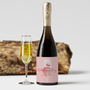 Valentinstag-Cocktailparty Rosa Rosé Schaumweinetikett